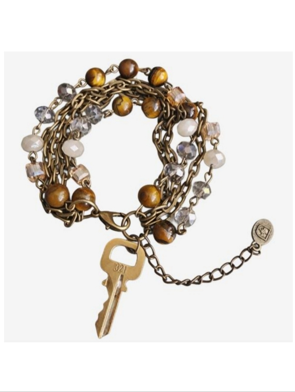 LV Lock Key Adjustable Beaded Bracelet